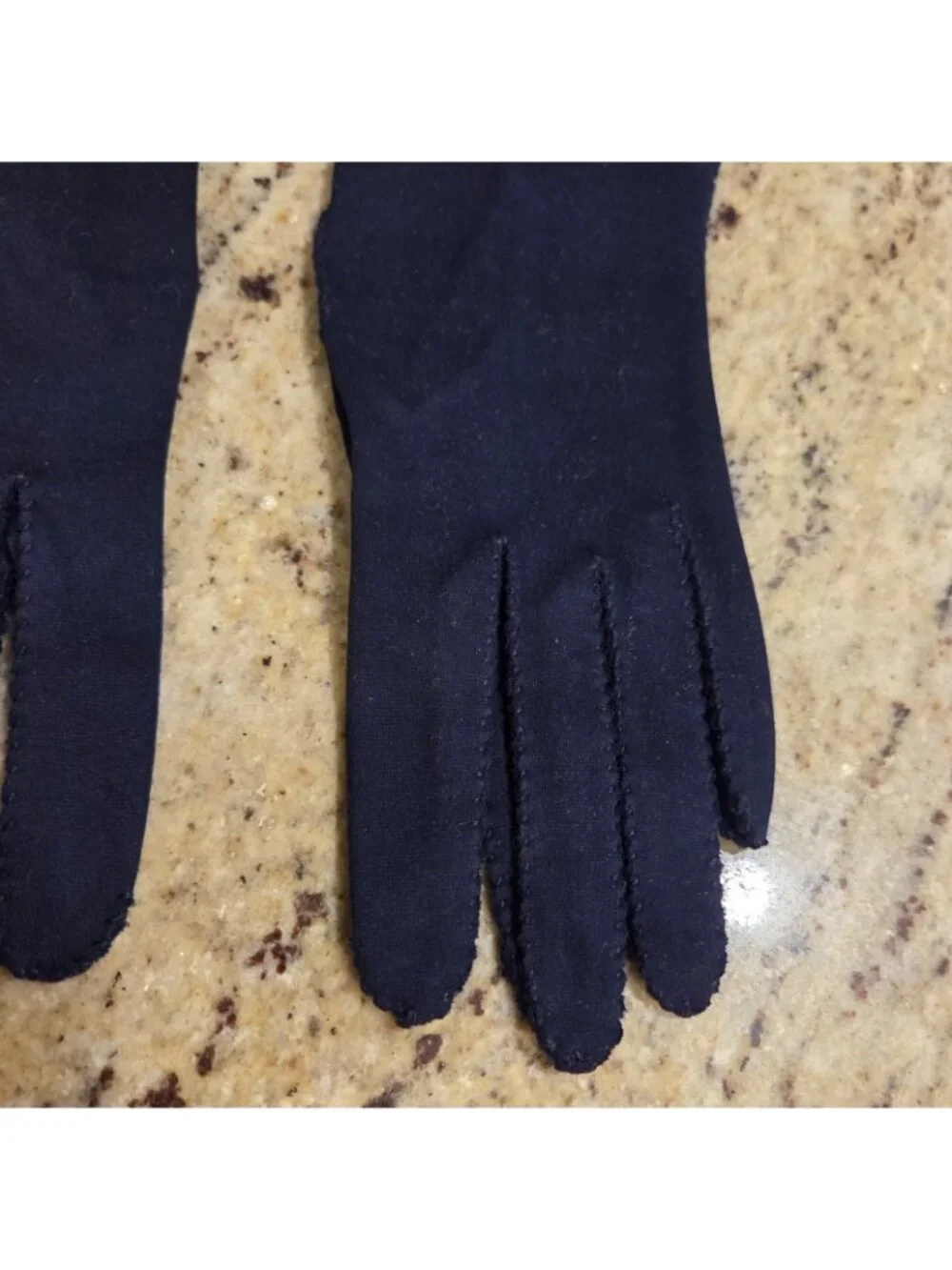 Vintage Womens Size S/M 6 Blue Cotton Formal Stretch Gloves Gauntlet Wrist